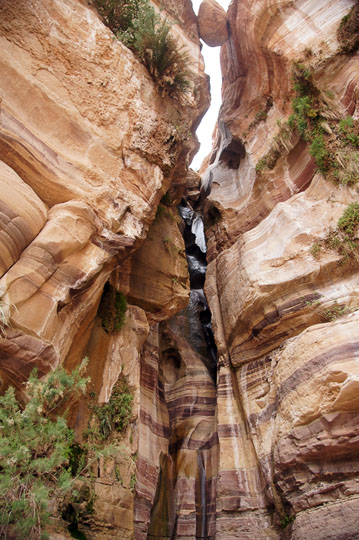 A stream flowing on the wall of the gorge, 2014