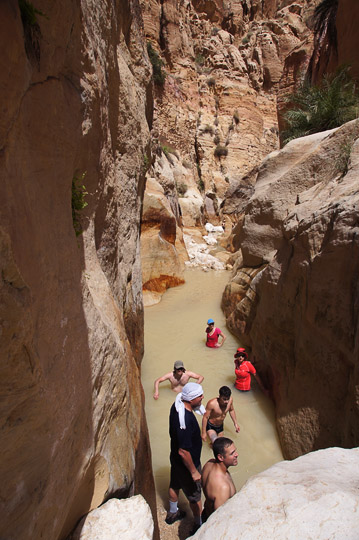 Climbing in a side limestone canyon, 2014