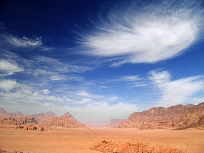 Red sandstone forms a moonscape, on the way to Jabel Burdah, 2005