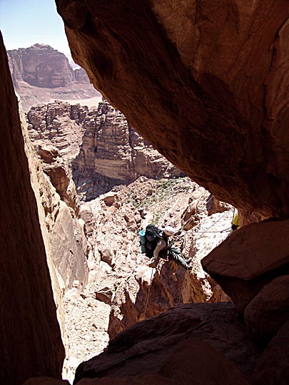 Rappelling (abseiling) from Jabel Rum, 2005