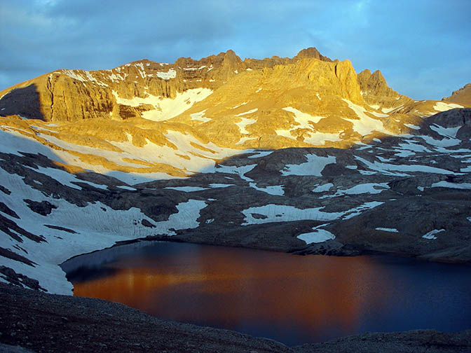 A colorful reflection of sunrise in a lake in the Aladaglar uplands, 2002