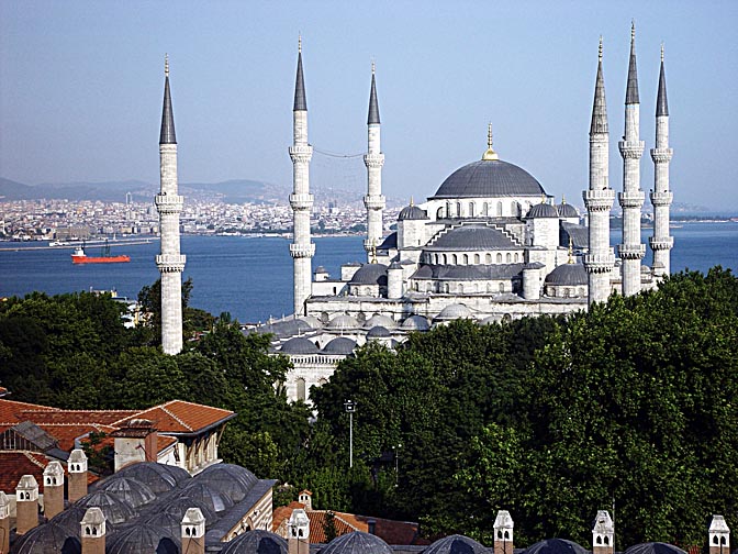 The Sultanahmet Mosque (the Blue Mosque) with its six minarets, 2003