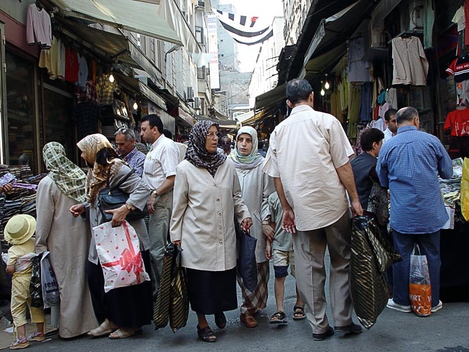 A bustling market in the narrow streets of Istanbul, 2003