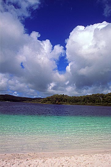 מימיו הצלולים והכחולים של אגם מקנזי באי פריז'ר, קווינסלנד 2000