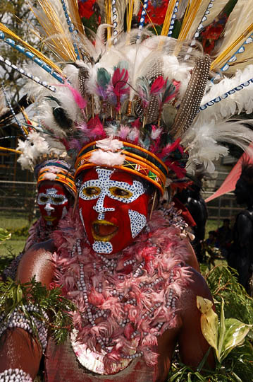 A woman, from Hagen Central in the Western Highland Province, singing at The Goroka Show 2009