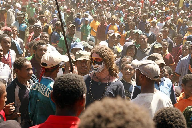 Itai from Israel, surrounded by locals at the live music concert, at The Hagen Show 2009