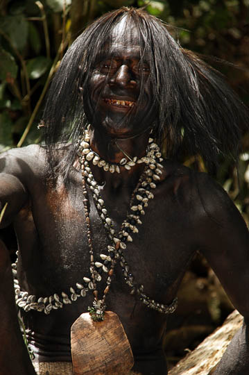 A local man in his traditional attire and makeup, Komoa Village 2009